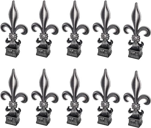 Zaun-Endstücke, Zaun-Endstücke, Dreizack, Dreizack, speerförmig, Aluminium, schwarz, Quad-Flare-Endstück, 25 x 25 mm, für Eisen-Lattenzaun, Hof, Garten, Rasen, Dekoration
