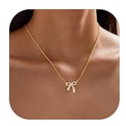LOLIAS Gold Schleife Halskette Für Damen Mädchen Schleife Anhänger Choker Kette 14 Karat Vergoldete Kette Halsketten Für Damen Mode Schmuck Geschenke