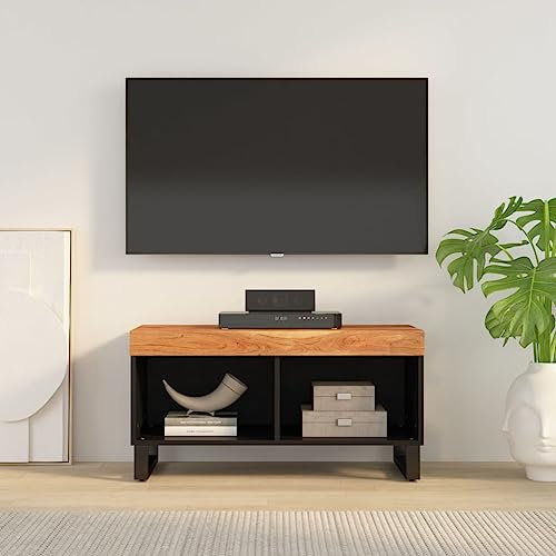 CINDERFUL TV-Schrank 85x33x43,5 cm Massivholz Akazie,Individueller TVSchrank im IndustrieStil aus massivem Akazienholz für Dein Wohnzimmer Mediaaufbewahrung