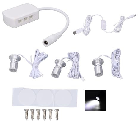 Glomora Mini-LED-Spot-Lichter, USB-Vitrinen-Display-Licht, dimmbare kleine Schrankleuchte für die Schmuckkollektion (White Light)