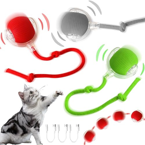 Giocattolo Interattivo per Gatti - Palla Rotante a 360° Automatica con 3 Pezzi per Gatti e Cani - Indoor