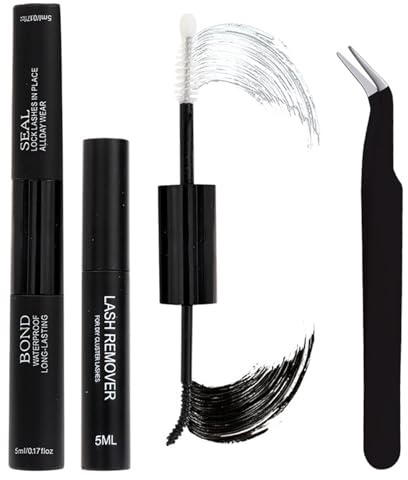 Bond & Seal Eyelash Extension Glue - Long-Lasting Waterproof Mascara for Clusterglue Lashes with Tweezers - DIY Tufted