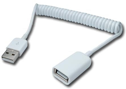 System-S Cavo USB 2.0 90 cm tipo A maschio a femmina adattatore a spirale allungabile in bianco