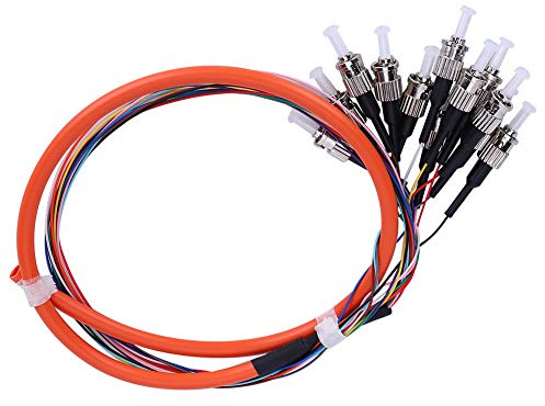 Eacam Cable Pigtail de Fibra ST/UPC Multimodo de 12 Núcleos, Alta Estabilidad, Compatible con Redes de Fibra Óptica, Instrumentos, 1 Metro de Longitud, Longitud de Onda de Trabajo 850