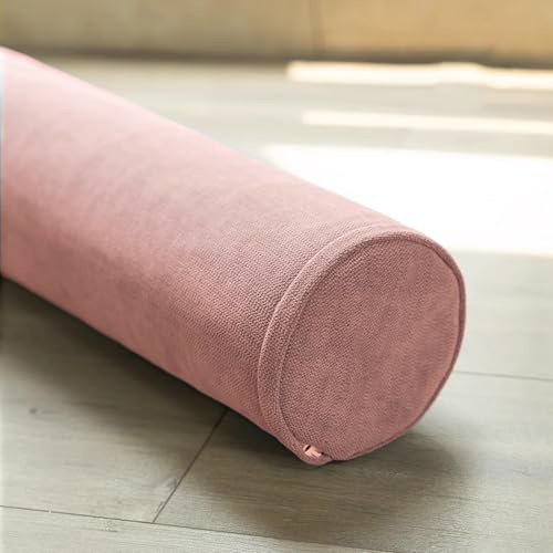 DUOLEH Cojín de apoyo para el cuello y la espalda, almohada cilíndrica redonda para sofá, cama, coche, almohada de cabecera, ideal para masaje y yoga, cojín de reposabrazos (60 x 15 cm, rosa)