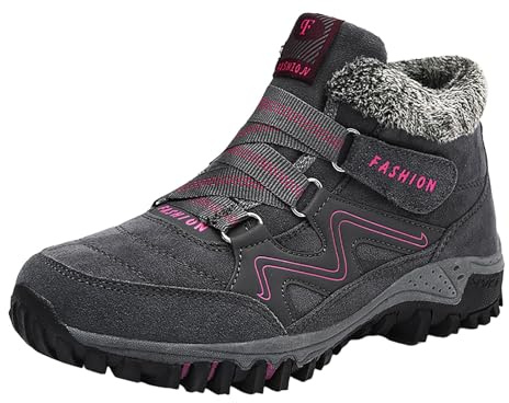 Generisch Damen Herren Wanderschuhe Wasserdicht Warme Gepolsterte Winterschuhe rutschfest Trekkingschuhe Mid Kletterschuhe Bergsteigen Klettern Wandern Schuhe Draussen (Dark Gray, 44)