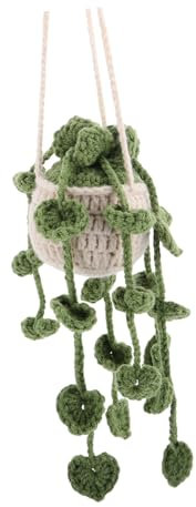 MUCKLILY Car Hanging Basket Pendant Cute Crochet Plant for Car Rearview Mirror Accessories Yarn Hanging Pendant Car Decorations Ornament for Car Mirror