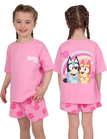 Bluey T-shirt Och Shorts Set För Flicka, Bingo Outfit För Flickor, Sommarkläder Flickor, Rosa 122