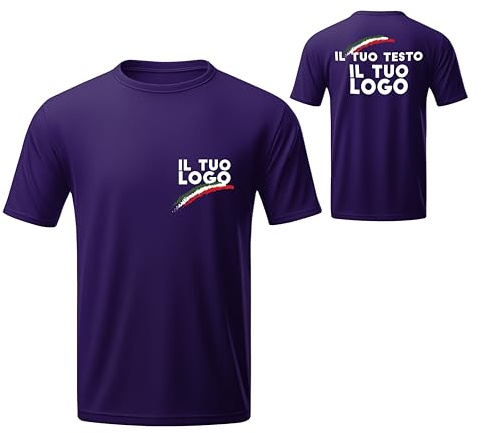 WORLD SELL T-Shirt Uomo/Donna Personalizzata Fronte e Retro – 100% Cotone – Made in Italy – Maglietta Personalizzabile con Testo, Logo o Immagine