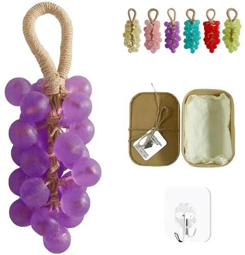 Sapone Di Uva Di Cristallo Originale Personalizzato A Mano Sapone Di Pulizia Delicato, Saponi Di Uva Su Una Corda, Barrette Di Saponi Decorativi Idratanti Di Olio Essenziale Per Lavabo Da Bagno (#d)