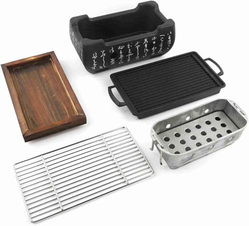 Horno de barbacoa de doble modo, equipado con una bandeja antiadherente desmontable y caja de carbón independiente para asar sin humo, adecuado tanto para uso en interiores como exteriores, cuerpo de
