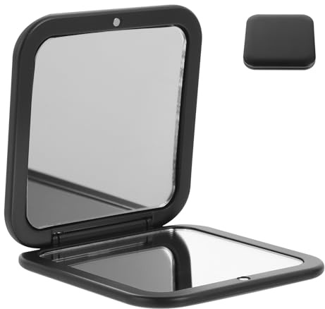 Mobestech Miroir Compact Pliable 7X Grossissant Noir Mini Miroir de Poche Léger pour Paquet à Main Portable Voyage et Retouches Rapides