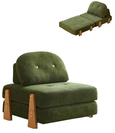 Bäddsoffa med madrass, manchestersoffa med sovfunktion, gästsäng, bäddsoffa, liten sovfåtölj med sängfunktion, dagsäng, recamiere, schäslong, bäddsoffa, bäddfåtölj, soffa (grön)