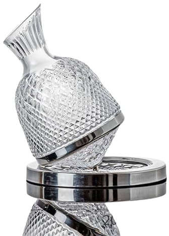 Decanter per Vino, Decanter per Vino in Cristallo Caraffa per Vino da 1,5 L con Base Girevole A 360°, Decanter per Vino Rapido Regali per Gli Appassionati di Vino