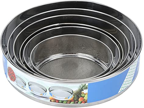 Baxnore Juego de tamiz de harina profesional de acero inoxidable de 6 piezas, tamiz para hornear de malla fina, herramientas de cocina para panaderos caseros, pasteleros, accesorio