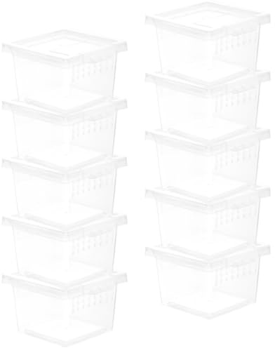 CATIEBYE 10 Stück-Pack Reptilienaufbewahrungskoffer aus Kunststoff mit Mehrfachen Belüftungsöffnungen Transparentes Habitat Terrarium für Skorpione und Schlangen zur Futteraufbewahrung