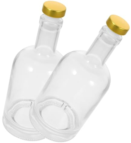 Yardwe 2 Pezzi Bottiglia in Vetro per Liquore 200ml Fondo Spesso, Finemente Sigillata e Antiscivolo, per Bar e Uso Domestico
