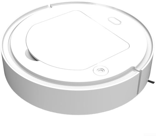 Rackumic robotdammsugare 3-i-1 svepande sugmopp 1499Pa smart spray 30 x 30 x 7 cm för hushållsgolvrengöring 110 V 90 min körtid slumpmässig navigering (vit)