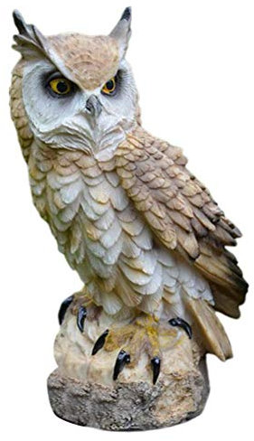 Lipeed Adorno de búho creativo, búho de resina para jardín, estatua de búho, decoración de interior y exterior, decoración de búho, decoración de búho, en tronco de árbol, figura de pájaro, decoración