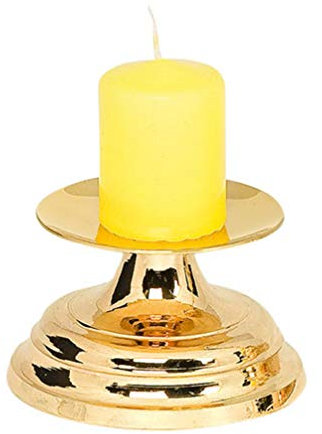 unbekannt Kerzenständer Kerzenleuchter 8 cm Durchmesser Kerzenhalter mit Dorn Spitze Gold Messing poliert 03-120