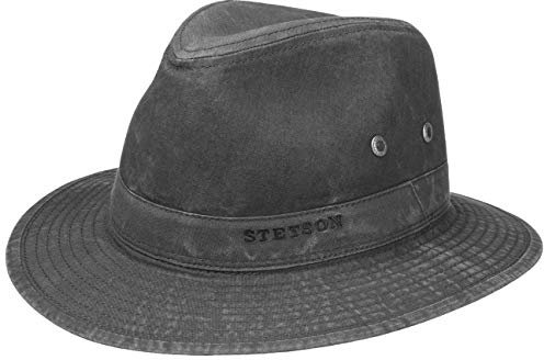 Stetson Organic Cotton Travellerhut Herren Stoffhut aus Bio-Baumwolle mit UV-Schutz 40+ Nachhaltiger Baumwollhut Sonnenhut Frühjahr Sommer schwarz L (58-59 cm)