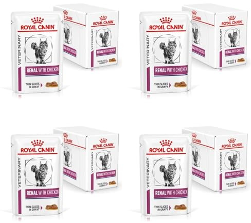 Royal Canin Veterinary Renal Pollo | Pack de 4 | 4 x 12 x 85 g | Alimento dietético Completo para Gatos Adultos con Problemas renales
