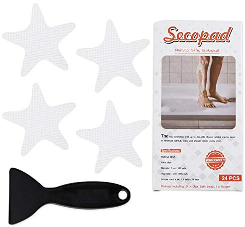 Secopad Adesivi Antiscivolo per Vasca da Bagno Strisce adesive con Raschietto di Alta qualita (Bianco)