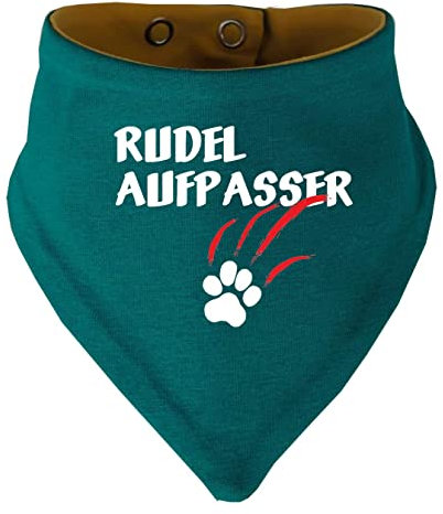 Hunde Wende- Halstuch Multicolor (Fb: Petrol-gelb) (Gr.5 - HU 52-60 cm) Rudelaufpasser