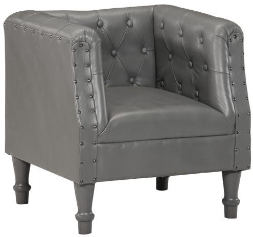 vidaXL Sessel Cocktailsessel Clubsessel Polstersessel Ledersessel Sofa Einzelsofa Loungesessel Armsessel Relaxsessel Grau Echtleder