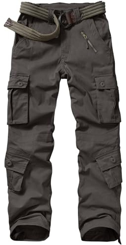 Jessie Kidden - Pantaloni tattici da donna, in stile militare, mimetici, cargo, da lavoro con 8 tasche, orlo regolabile, in tessuto ripstop, per escursionismo, pesca, attività all'aperto, Grigio, 44