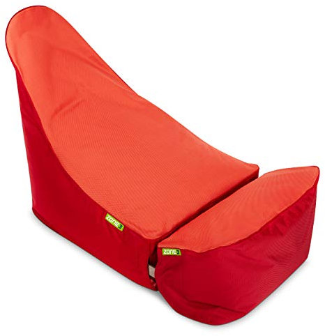 Green Bean© Zone3 Set da 2 – Poltrona a sacco Gaming + poggiapiedi - 120x55x75 cm - 150Lt imbottitura - idrorepellente, antimacchia, lavabile – Sedia da gioco – Cuscino seduta bambini e adulti - Rosso