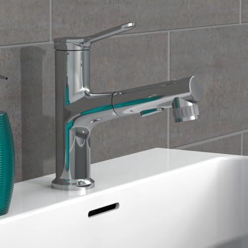 EISL NI075VARCR Waschtischarmatur VARIABILE mit herausziehbarer Brause, Wasserhahn Bad mit Öffnung auf der Oberseite, Armatur für das Waschbecken mit Brausestrahl, Chrom