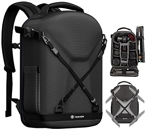 TARION Sac à Dos pour Appareil Photo avec Coque Rigide, Sac pour Appareil Photo avec Compartiment pour Ordinateur Portable de 38,1 cm et Housse de Pluie, Sac à Dos pour Drones, appareils Photo Reflex