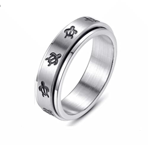PAIHUIART Ring Ringe Damen Bijouterie Frauen Schmuck Titan Stahl Kreuz Ringe Für Frauen Männer Anti-Angst Dekompression Drehring Mode Kreuz Ring 8 Schildkröte