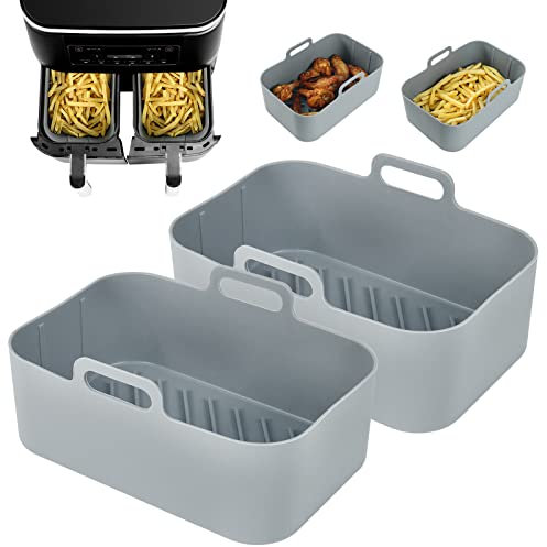 YQL Heißluftfritteuse Zubehör für Ninja AF300EU, 2PCS Airfryer Silikonform Wiederverwendbare, Air Fryer Silikon Einsatz Verdickten für Ninja AF400EU,Innsky,Princess Dual Zone Heißluftfritteuse