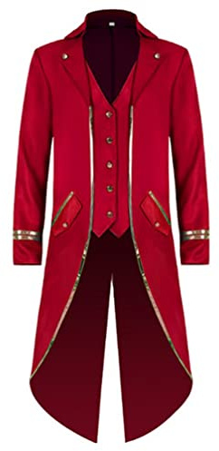 iiniim Disfraz de Domador para Mujer Hombre Adulta Chaqueta Manga Larga Vintage Disfraz de Circo Traje Actuación Abrigo Disfraz Carnaval Hallowen Cosplay Rojo XL