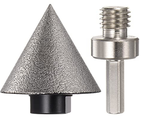 sourcing map Diamante Biselado Chaflán Brocas 1.97 Dia 5/8-11 Rosca Cono Amoladora con Adaptador, Avellanador Taladro para Agrandar Agujeros para Porcelana Azulejo, Mármol