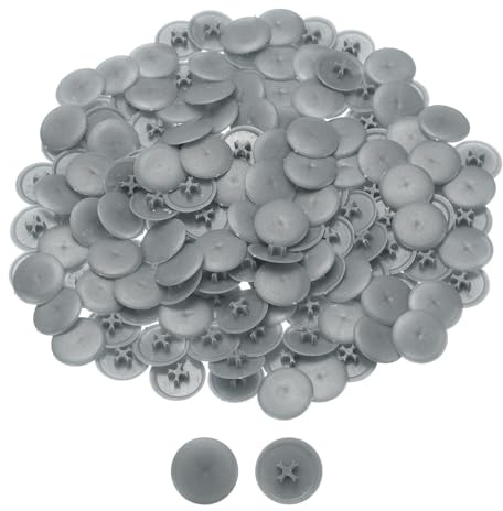 sourcing map 150Pcs Plastic Screw Caps for Eccentric Wheels Cam Locks, 17mm Diameter Decorative Cross Head Caps, Round Cam Lock Fastener Cap Cam Dowel Cap Cam Lock Nuts Cap, Deep Gray
