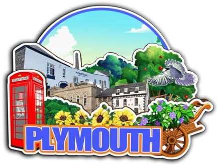 Plymouth England UK Magnet Kühlschrankmagnet Holz 3D Sehenswürdigkeiten Reise Sammlerstück Souvenirs Dekoration handgefertigt -4341