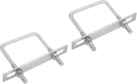 PATIKIL Lot de 2 boulons en U carrés M10 x 80 x 100 mm en acier inoxydable 304 avec plaques de cadre et écrous pour planche de ski, voilier et remorque