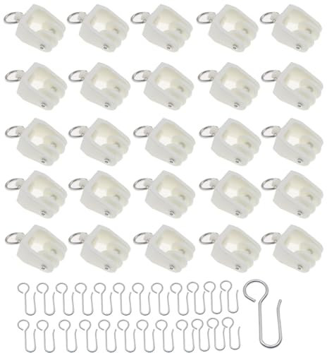 OZXNO Set di binari per tende da soffitto, ganci a rullo, in plastica, con ganci a S, 50 pezzi