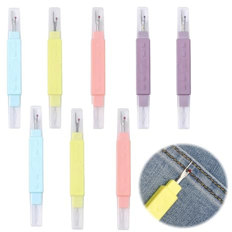 HEOUCH 8 Pièces 2 en 1 Enfile Aiguille Coupe Fil Couture, Decoud Vite Multifonctionnel, Fonctions Intégrées Decouseur Fil Couture du Câble, Convient pour Aider à la Production D'artisanat