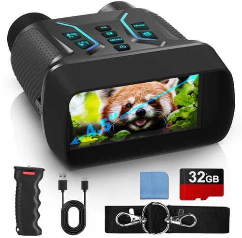 HURYSIN Nachtsichtmonokel NV01, 4,5 Zoll HD, 4K-Video, 400 m Reichweite, 7-stufiges IR, Starlight CMOS, IP54 wasserdicht, 4000 mAh Akku, perfekt für Jagd und Überwachung
