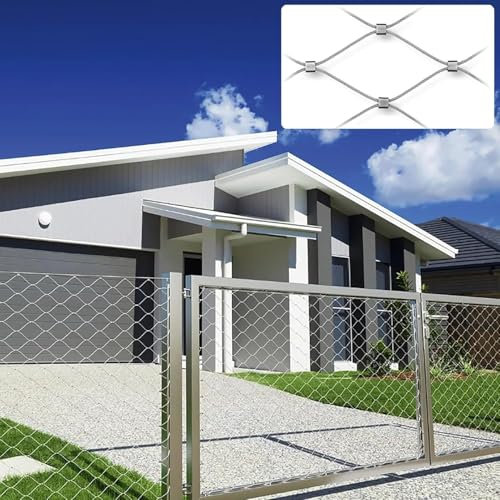 Wzmazingly Maschendraht Drahtgitter Höhe 0,6m/0,8m/1m/1,2m Zaun Netz Edelstahl-Seilnetz Flexibel Multifunktionales Metallgitter Für Garten Balkon Weide(1x3m)