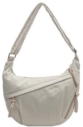 Borsa a mezza luna, da donna, in cotone, a mezza luna, con tracolla regolabile, casual, mezza luna, da donna, in tinta unita, portatile, per lavoro, uso quotidiano, a