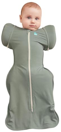 Love To Dream™ Swaddle UP™ Transition Bag, Large 8–11.5 kg – Deep Olive | Snug Fit with Zip-Off Wings | 1.0 Tog Ideal for Spring & Summer (20–24°C) | Machine Washable Cotton & Double Zip