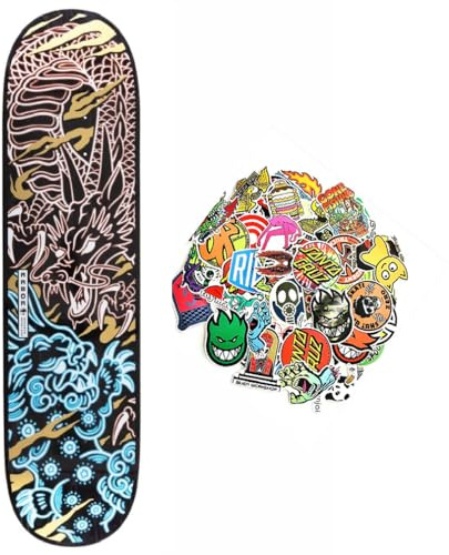 ARBOR Professionelles Skateboard Shuriken Dragon Foo Deck 8,25 Grip inklusive und 50 Stickern (Shuriken Dragon Foo, 8.25)