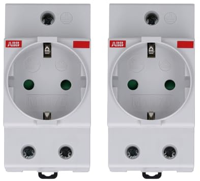 2 Stück ABB M1175 SCHUKO-Steckdose nach SCHUKO-Norm für Verteilerkasten 2CSM210000R0721 | Schaltschrank-Steckdose für 35mm DIN-Schiene, 16A 250V, 2,5 TE, Berührungsschutz, Modell 2CSM210000R0721