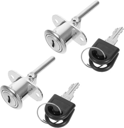 DOITOOL 2pcs Cabinet and Furniture Locks with Keys Metal Drawer Lock Wardrobe Office Desk Security Silver Finish