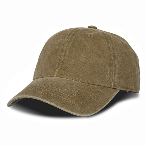 ATSNOSH Cappellino da baseball per uomo e donna, estate unisex vintage cotone anti-sole berretto da baseball regolabile cappellini sport trucker cappello, cappello da golf, cachi., Taglia unica